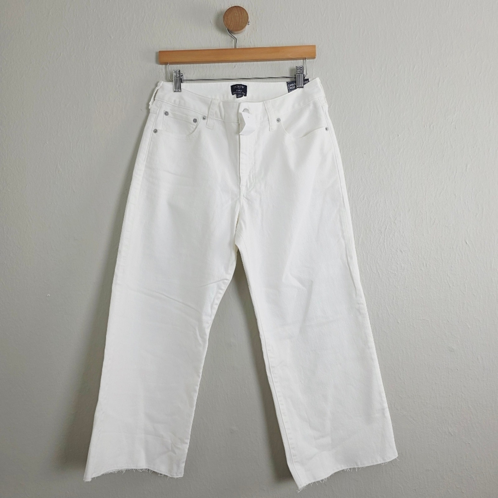 J. Crew Curvy Wide-Leg Crop Jeans White Raw Hem High Rise Nwt - Size 29 Petite